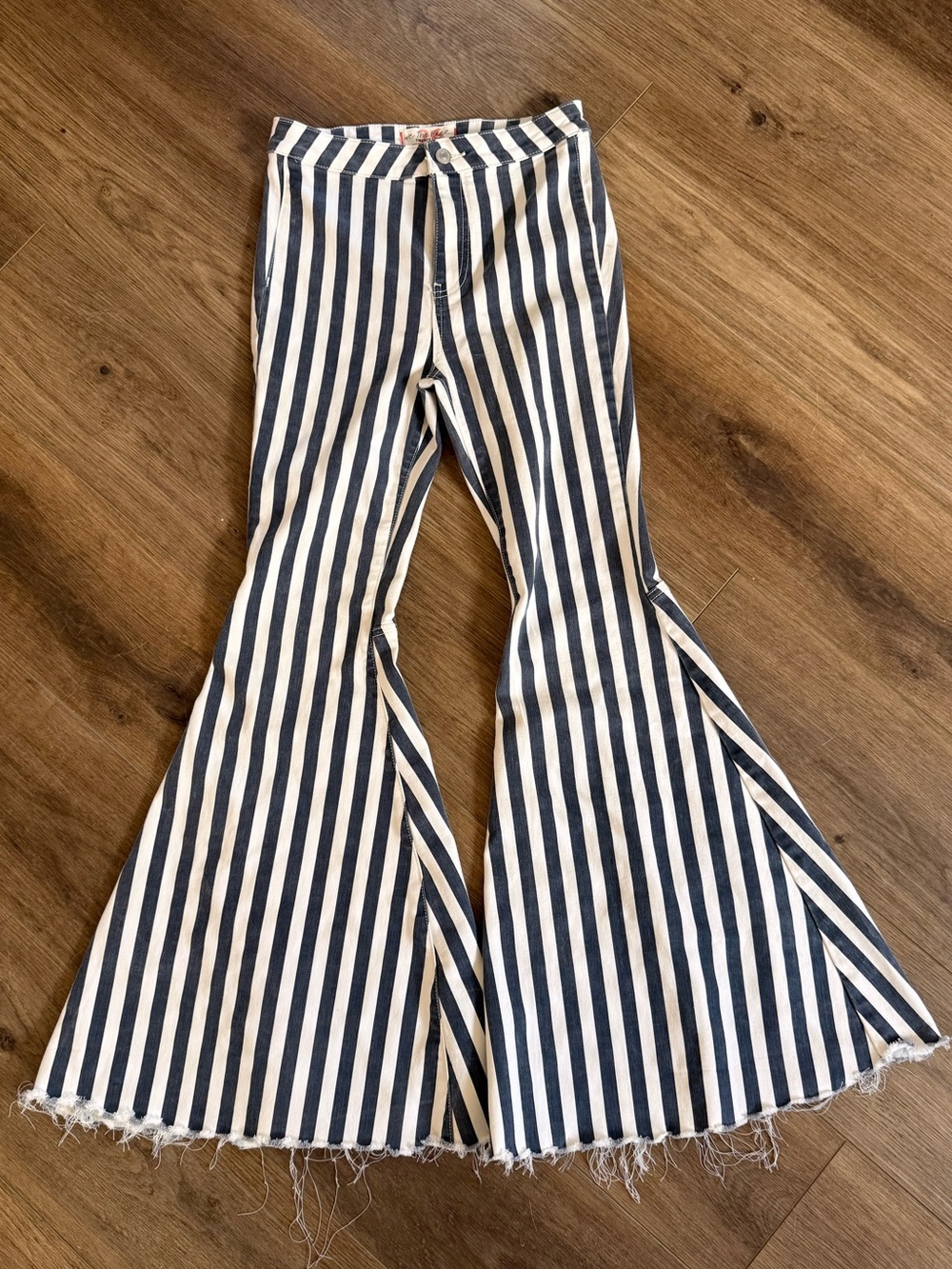 We The Free Navy & White Striped Flared Bell Bottom Jeans,Size 26